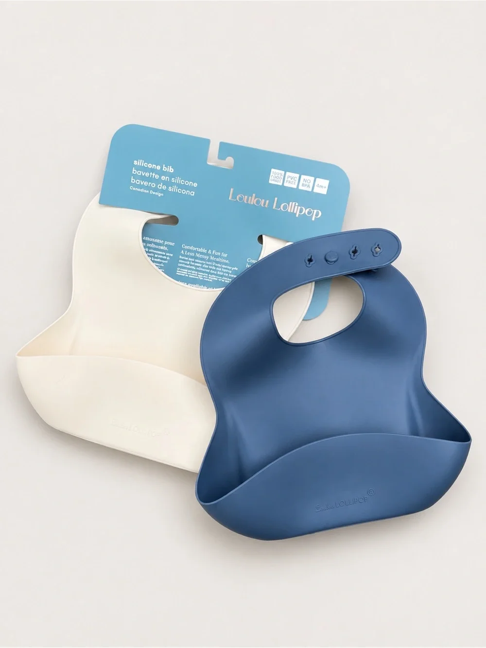 Loulou Lollipop Silicone Baby Bib Set Blue Coconut Milk NWT